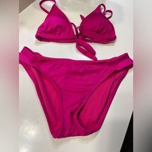 Kona Sol Pink Bikini Top Size Medium Swim Top and Bottom Set
